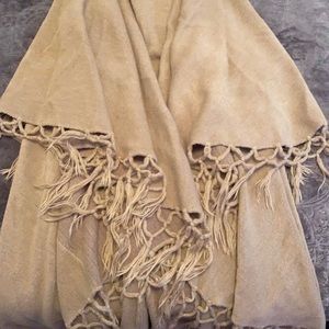 Tan Knit Poncho Vest